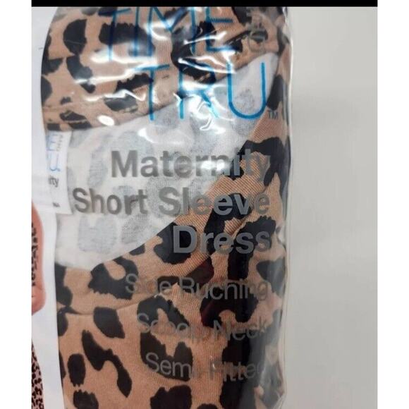 Time and Tru Women’s Maternity Ruched Dress Short Sleeve-LEOPARD Large 12/14 - Picture 6 of 9